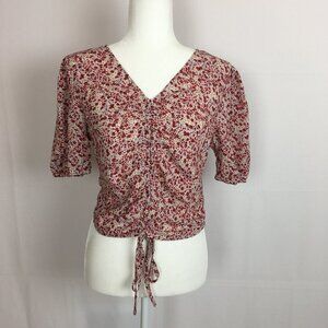 Missguided Ditsy Ruched Puff Sleeve Top